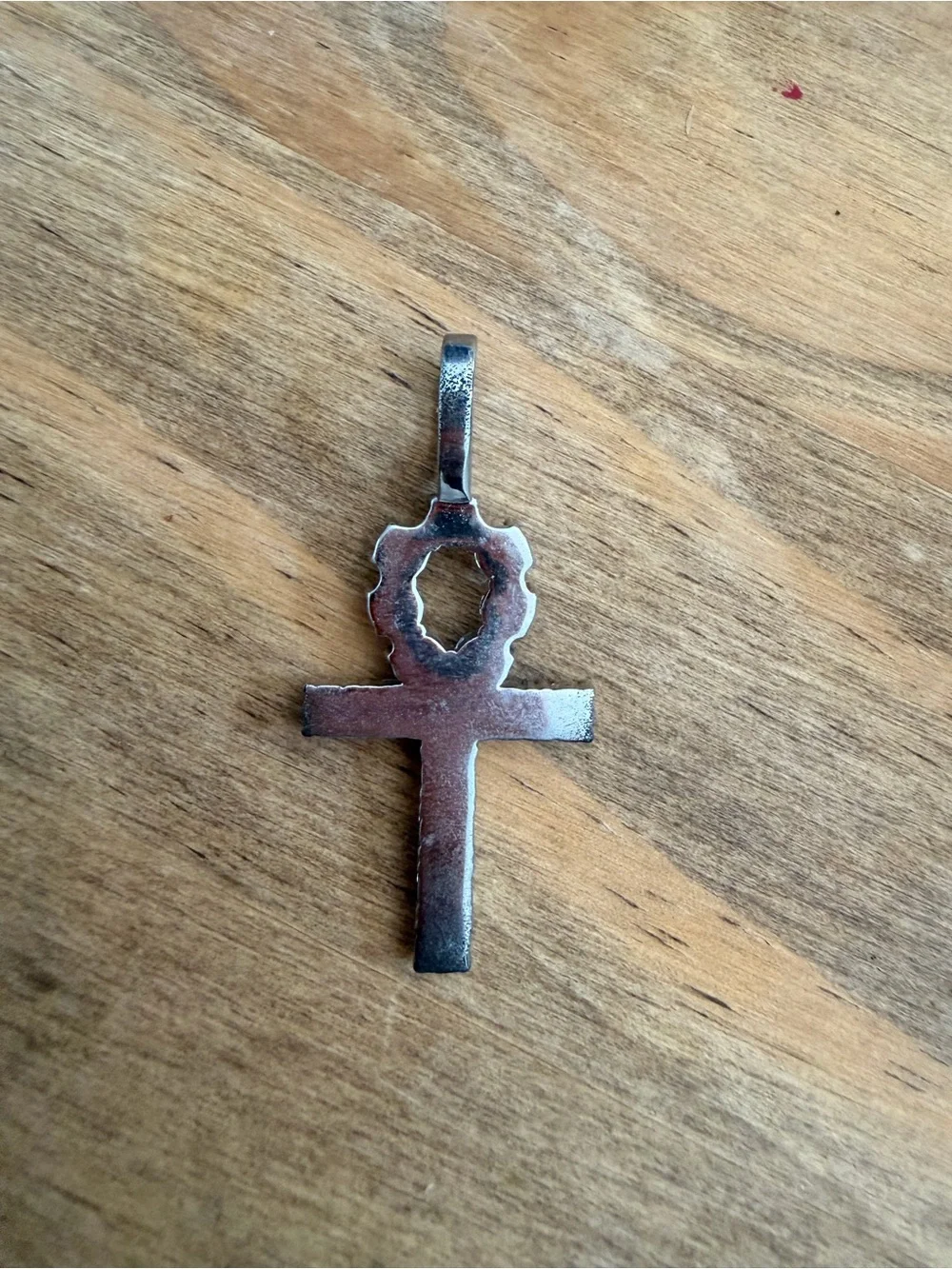 Sparkling Silver-Tone Ankh Pendant Necklace - Clear Crystal